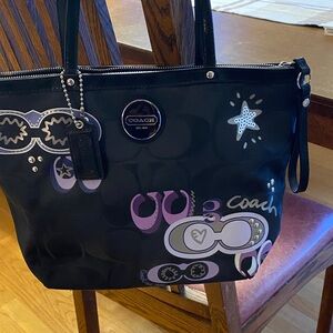 Coach Black and Purple Artistic Tote